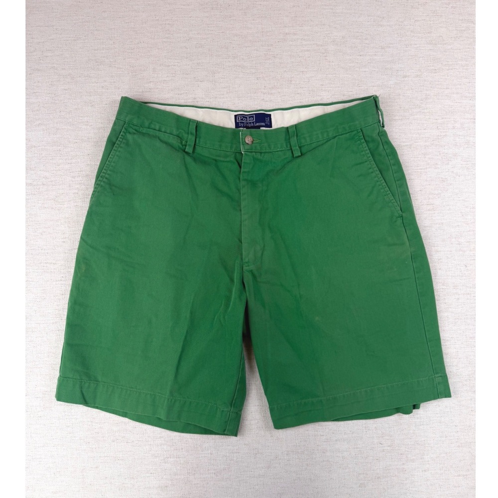 Polo Ralph Lauren Prospect Shorts Mens 36 Green Cotton Twill Flat Front Chino